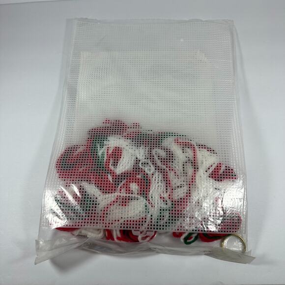 JOY WALL HANGING--Christmas--Holly--Word--Mesh-Plastic Canvas Holiday Kit. VTG! - Picture 2 of 5